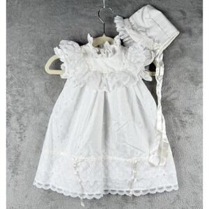 Mothercare Special Occasion Dress Christening Size 0-6 Months VTG 80s Eyelet USA